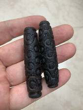 2 Pcs Tibetan Natural Old Black Agate Dzi *21Eyed* Beads  picture