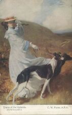 Girl and Dogs Diana of the Uplands Painting Postcard picture