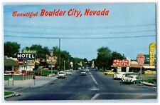 c1950's Beautiful Boulder City Nevada NV, Mohave Motel Cafe Cars Postcard picture