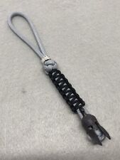 550 Paracord Knife Lanyard Gray With Oxidized Brass Spartan Helmet Bead picture