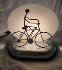 Ishiguro Solar Power Motion Man Pedaling Bicycle Table Lamp Model 20/66 VIDEO picture