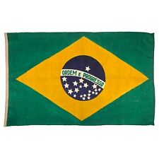 Vintage Wool Brazilian Flag Distressed Cloth Antique Brazil Textile Art Decor picture