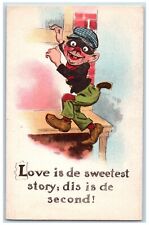 Comic Humor Postcard Burglar Criminal Love Is De Sweetest Story Did Is De Second picture
