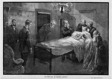 PRESIDENT JAMES GARFIELD DEATH BED WIFE DOCTOR ANTIQUE VINTAGE 1881 ENGRAVING picture