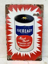 Vintage Eveready Trade Mark Battery Ad Shop Display Porcelain Enamel Sign Board  picture