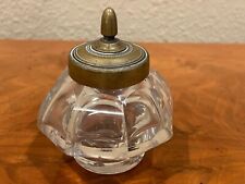 Antique Glass Ink Well with Brass Top picture