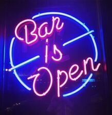 Bar Is Open Neon Light Sign Lamp Glass Decor Wall Space Hanging Artwork 20