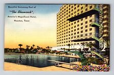 Houston TX-Texas, The Shamrock Hotel, Swimming Pool, Vintage Linen Postcard picture