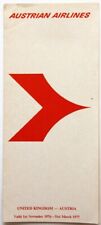 1976 WINTER AUSTRIAN AIRLINES UNITED KINGDOM UK TO AUSTRIA TIMETABLE picture