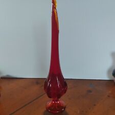 Viking? Ruby Red W/ Amberina Mid Century Swung Vase 12  1/4 inches picture