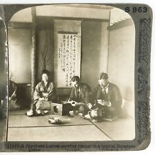Japanese Food Home Hostess Stereoview c1900 Asian Woman House Dinner Photo A2139 picture