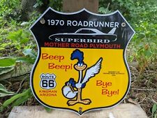 VINTAGE 1970 PLYMOUTH SUPERBIRD DODGE PORCELAIN CAR ROUTE 66 AZ. SIGN 12