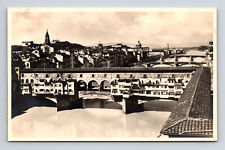 RPPC View of the River Arno Three Bridges Ponte Vecchio Florence Italy Postcard picture