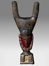 African Baule Janus Slingshot w/ Nice Age and Tribal Use 7.25” Tall picture