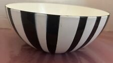 Vintage MCM Cathrineholm 8”wx3.25”h Black & White Stripe Bowl Enamelware Norway picture