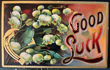 Vintage Victorian Postcard 1909 Good Luck (Lily of the Valley) picture