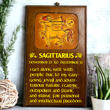 Wallace Berrie Wall Hanging Plaque Vintage Sagittarius Zodiac Astrology Wood picture