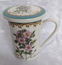 Kent Pottery Rosa Pimpindelli Porcelain Tea Coffee Mug with Covered Lid Coaster picture