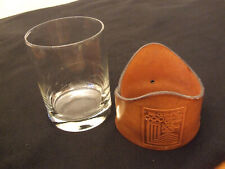 Vintage 1980 Lake Placid Olympic Games Leather Drink Holder w/Glass picture