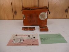 Vintage GE General Electric P-808E White All Transistor Radio & Case WORKS picture