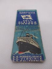 Vintage Panama Pacific Line SS Pennsylvania SS Virgina SS California Matchbook picture