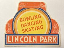 VINTAGE 1940’s LINCOLN PARK DARTMOUTH MA BOWLING DANCING ROLLER SKATING DECAL picture