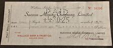 Success Mining Company LTD 1925 Payroll Check Wallace ID picture