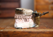 Antique Dental Teeth brass denture mold Dentist Medical Tool Oddity vintage picture