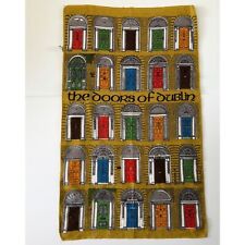 Vintage Tea Towel THE DOORS OF DUBLIN Irish Linen Cotton Kitchen Ireland picture