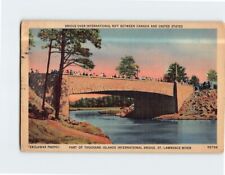 Postcard Bridge Over International Rift Span St. Lawrence River USA-Canada picture