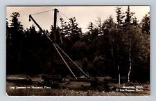 Grayling MI-Michigan, RPPC, Hartwick Pines, Log Jammer, Vintage Postcard picture