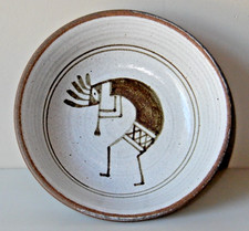 Ancient (and Fun) Design Kokopelli 7" Stoneware Bowl handmade in Jerome Arizona picture
