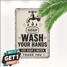 Hand Washing Reminder Notice Sign Commercial Restroom Tin Metal Plaque picture