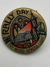 Antique Sunday School Church Rally Day Pin Thy Word Giveth Light picture