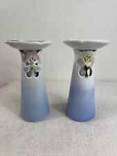 Vintage Bing Grondahl Floral Vase Candle Holders Porcelain Denmark 6207 Set 2 picture