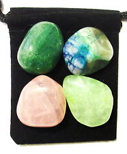 LUNG AID Tumbled Crystal Healing Set = 4 Stones + Pouch + Description Card picture
