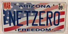 FREEDOM vanity NET ZERO license plate Greenhouse Gas CO2 Emission Global Warming picture