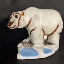 Vintage Casals Hand Made Redware Alaskan Polar Bear On Iceberg With Fish picture