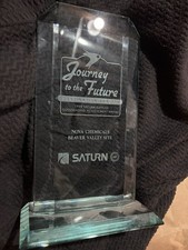 1999 Saturn GM Supplier Award Nova Chemicals Glass Trophy Automotive Vintage picture
