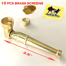 Americanpipes™️ gold brass-plated metal Tobacco Smoking Pipe w 10-brass screen picture