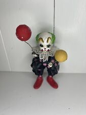 Vintage Paper Mache Handpainted Figurine Clown Holding Balloons picture