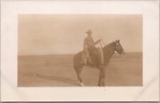 Vintage 1910s RPPC Real Photo Postcard Western Scene - Cowboy on Horse - Unused picture