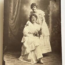 Vintage Sepia Studio Photograph Beautiful Young Women Sisters Affectionate picture