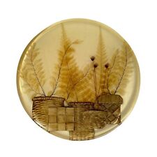 Vintage 1970's Lucite Acrylic Earthtone Trivet with Dried Ferns and Baskets picture