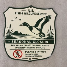 US Fish And Wildlife Service Porcelain Sign Fish And Game Conservation Sign picture