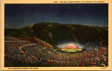 Hollywood California CA Hollywood Bowl at Night Vintage C. 1940's Postcard picture