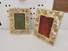 TWO Lovely Vintage Metal Floral Picture/Item Frames Roses & Flowers Small 2