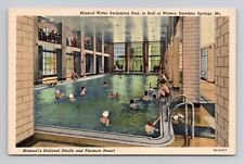 Postcard Indoor Swimming Pool in Excelsior Springs Missouri, Vintage Linen A6 picture