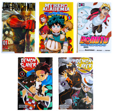 Manga Mixed Lot 5 NEW UNREAD BOOKS Assrtd Titles Demon Slayer One Punch My Hero picture