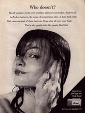 1960 Dial Soap Print Ad Shower Skin Bacteria Woman Washing picture